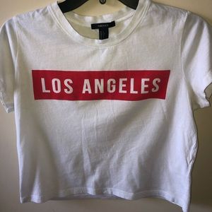 Forever 21 White, Red Los Angeles Crop Top, L